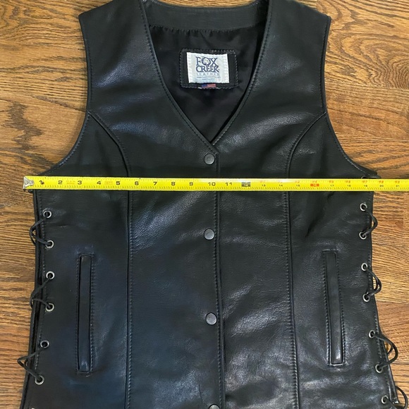 Fox Creek Vintage Womens Motorcycle Vest medium Leather Laced Sides Snap Frnt - Picture 13 of 15